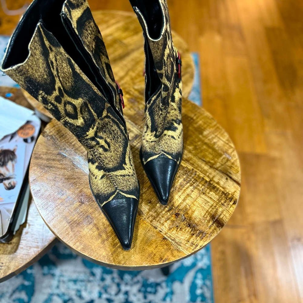 Roberto Cavalli animal print boots